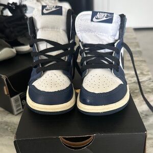 Nike Kids Navy and White High-Top Sneakers with Black Laces